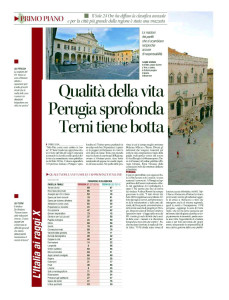 Perugia crollo classifica qualità vita